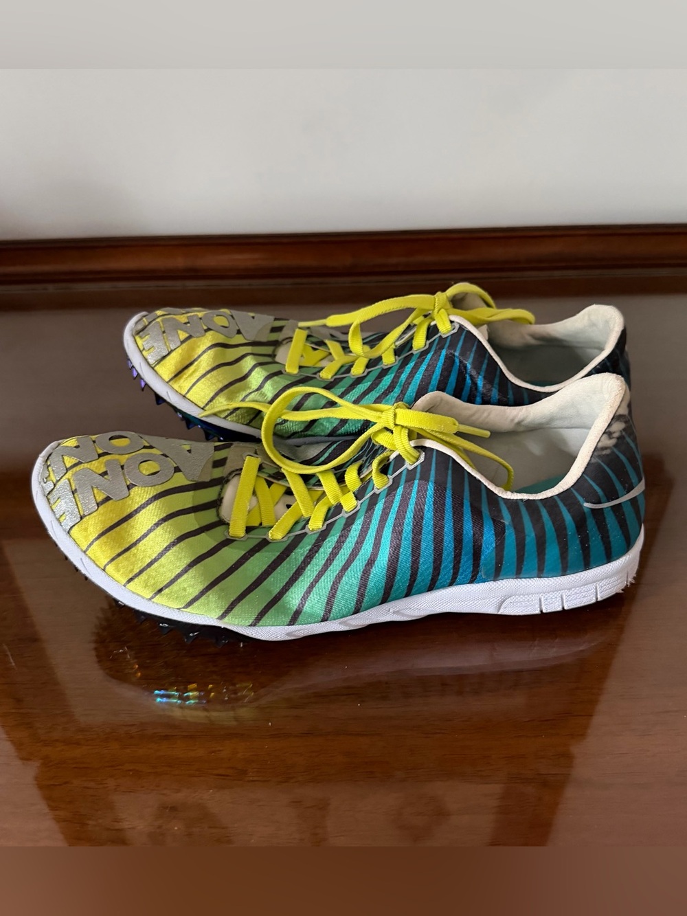 HOKA ONE ONE Speed Evo R Rio Track Spikes Men’s 10.5 Green Yellow Racing Shoes